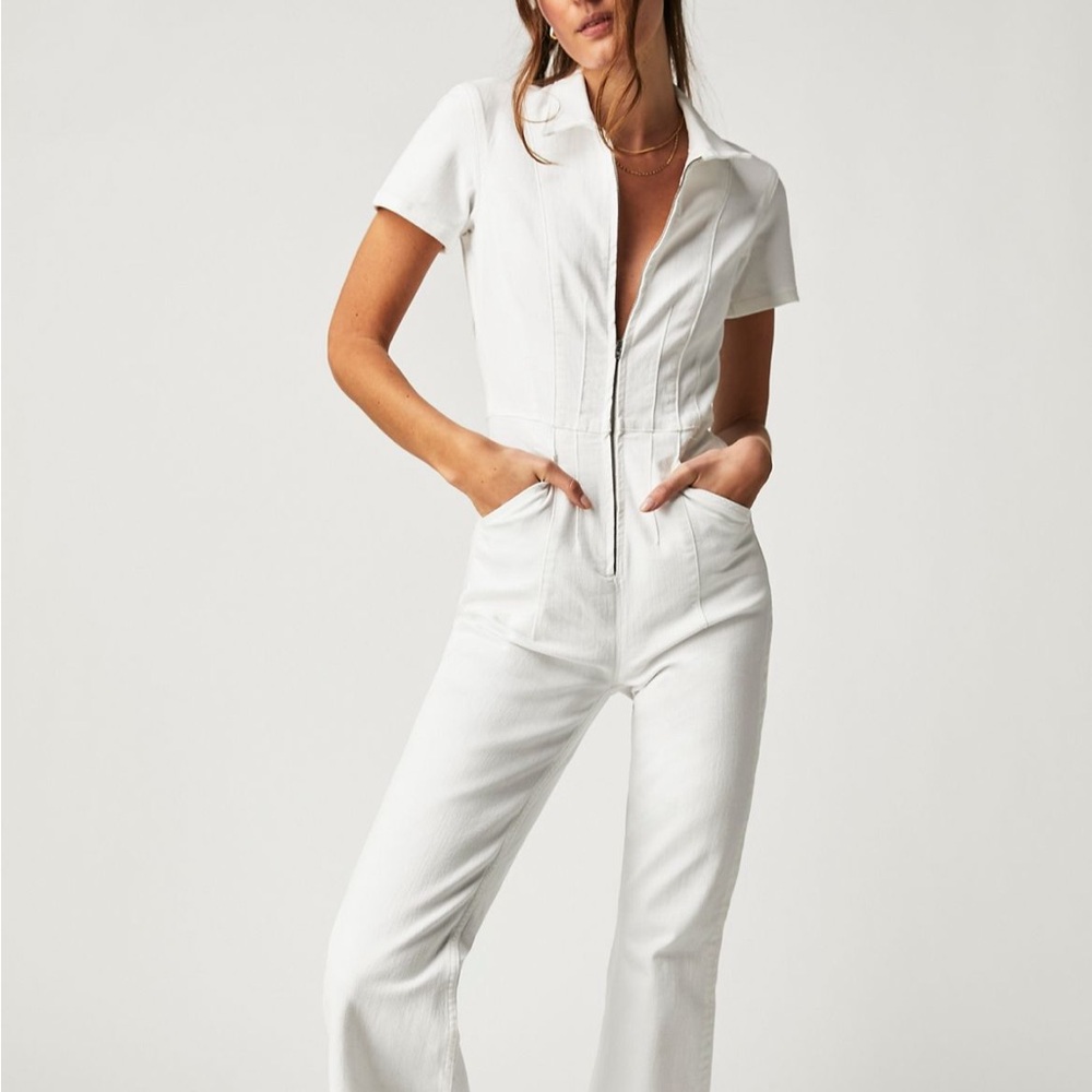 We the free jayde flare jumpsuit. White XS
